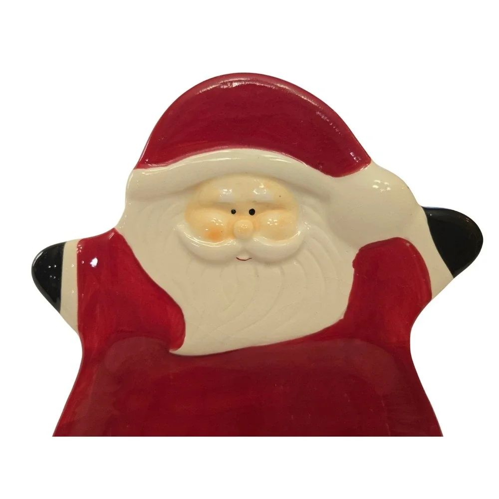Vintage Santa Ceramic Tray Treat/Candy Dish/Kitchen‎ Spoon Rest Good Used Cond